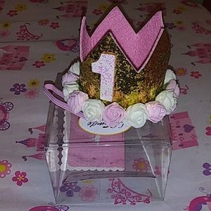 1st Birthday Glittery Flower Crown